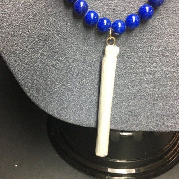 Shira Melody Magnolia Necklace Tassel Turquoise Blue Royal White Marbled BoHo - Picture 6 of 11